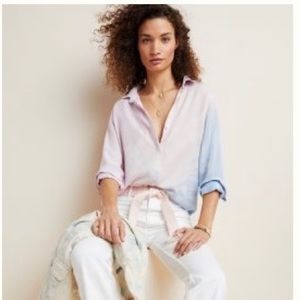 Cloth & Stone light pink and blue tie-dye button down.